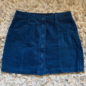 Blue Corduroy Button-Front Skirt